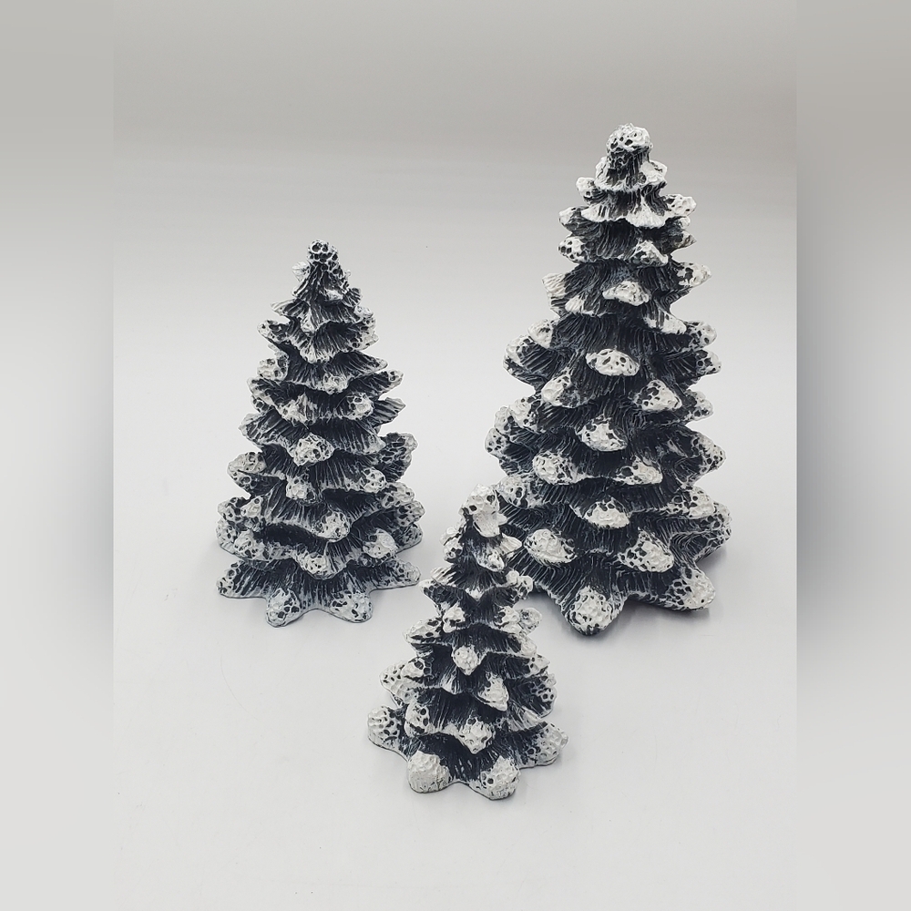 Snow Covered Trees Set Of 3 Mervyn’s Village Various Sizes Vintage